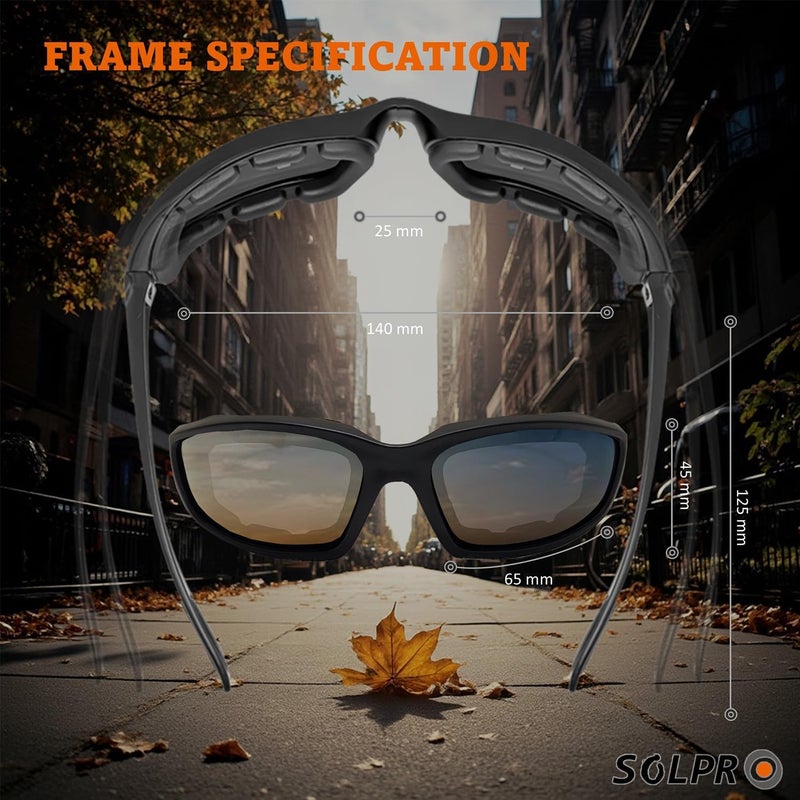 SOLPRO Motorcycle Riding Glasses Foam Padded Windproof Polarized TR90 Floating Frame for Outdoor Activity Sports And Fishing - Image 2